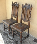 Victorian Oak Jacobean Style Hall Chairs – Carved Barley Twist