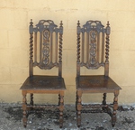 Victorian Oak Jacobean Style Hall Chairs – Carved Barley Twist