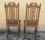 Victorian Oak Jacobean Style Hall Chairs – Carved Barley Twist
