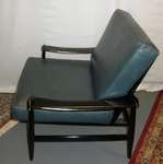 Black Lacquer & Blue-Green Leather Spade Chair