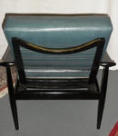 Black Lacquer & Blue-Green Leather Spade Chair