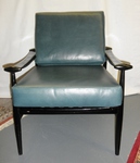 Black Lacquer & Blue-Green Leather Spade Chair