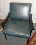 Black Lacquer & Blue-Green Leather Spade Chair