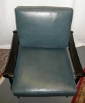 Black Lacquer & Blue-Green Leather Spade Chair