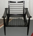 Black Lacquer & Blue-Green Leather Spade Chair