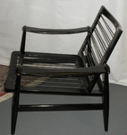 Black Lacquer & Blue-Green Leather Spade Chair