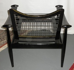 Black Lacquer & Blue-Green Leather Spade Chair