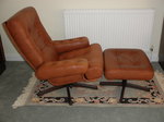 1970s Gote Mobler Tan Leather ‘Viking’ Lounge Chair & Ottoman