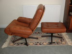 1970s Gote Mobler Tan Leather ‘Viking’ Lounge Chair & Ottoman