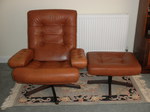 1970s Gote Mobler Tan Leather ‘Viking’ Lounge Chair & Ottoman