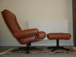 1970s Gote Mobler Tan Leather ‘Viking’ Lounge Chair & Ottoman
