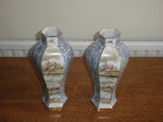 Pair of 1920s Six-sided Porcelain Vases