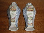 Pair of 1920s Six-sided Porcelain Vases