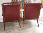 Pair of Mahogany Slipper Armchairs & Footstool