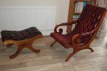 Pair of Mahogany Slipper Armchairs & Footstool