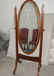 Edwardian Inlaid Mahogany Cheval Mirror