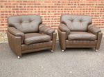 Pair of Art Deco Style - Ryesberg Mobler Leather Armchairs