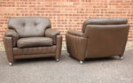Pair of Art Deco Style - Ryesberg Mobler Leather Armchairs