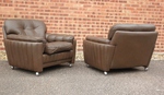 Pair of Art Deco Style - Ryesberg Mobler Leather Armchairs