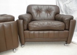 Pair of Art Deco Style - Ryesberg Mobler Leather Armchairs