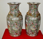 Pair of Chinese Famille Rose Floor Vases