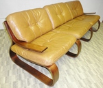 1960s Scandinavian Leather & Bentwood Sofa – 3 Seater
