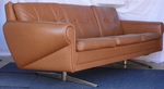 1960s Tan Leather & Chrome 3 Seater Sofa