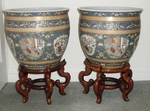 Chinese Jardinières / Fish Bowls on Stands