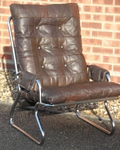 1970s Chrome & Patchwork Leather Easy Chairs