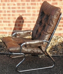 1970s Chrome & Patchwork Leather Easy Chairs