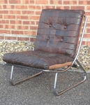 1970s Chrome & Patchwork Leather Easy Chairs