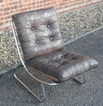 1970s Chrome & Patchwork Leather Easy Chairs