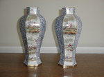 Pair of 1920s Six-sided Porcelain Vases