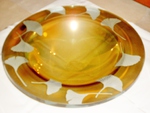 Stephen Schlanser - Large Glass & Gold ‘Gingko’ Bowl