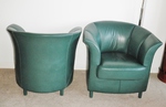 Pair of Leather Barrel or Tub Chairs