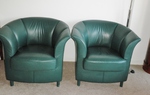 Pair of Leather Barrel or Tub Chairs