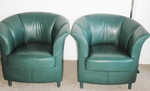 Pair of Leather Barrel or Tub Chairs