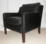 Stouby Black Leather Low Back Armchair