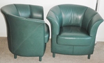 Pair of Leather Barrel or Tub Chairs