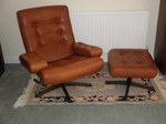 1970s Gote Mobler Tan Leather ‘Viking’ Lounge Chair & Ottoman
