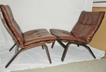 Pair of Farstrup Bentwood & Leather Lounge chairs