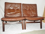 Pair of Farstrup Bentwood & Leather Lounge chairs
