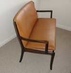 CADO Mahogany & Tan Leather Settee by Ole Wanscher