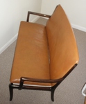 CADO Mahogany & Tan Leather Settee by Ole Wanscher