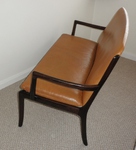 CADO Mahogany & Tan Leather Settee by Ole Wanscher