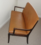 CADO Mahogany & Tan Leather Settee by Ole Wanscher