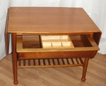 Mid-20th Century Teak Drop Leaf Occasional / Sewing Table