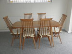 Ercol Plank Table & Goldsmith Chairs (4+2 carvers)