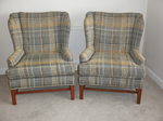 Pair of Geo lll Style Wingback Armchairs