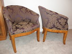 Art Deco Burr Walnut & Damask Tub Chairs